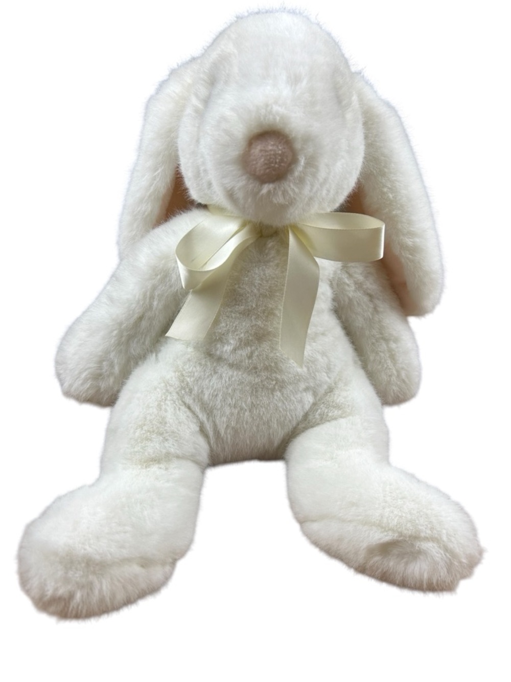 Douglas White Sitting Bunny Plush Pink Ears Bianca 13”